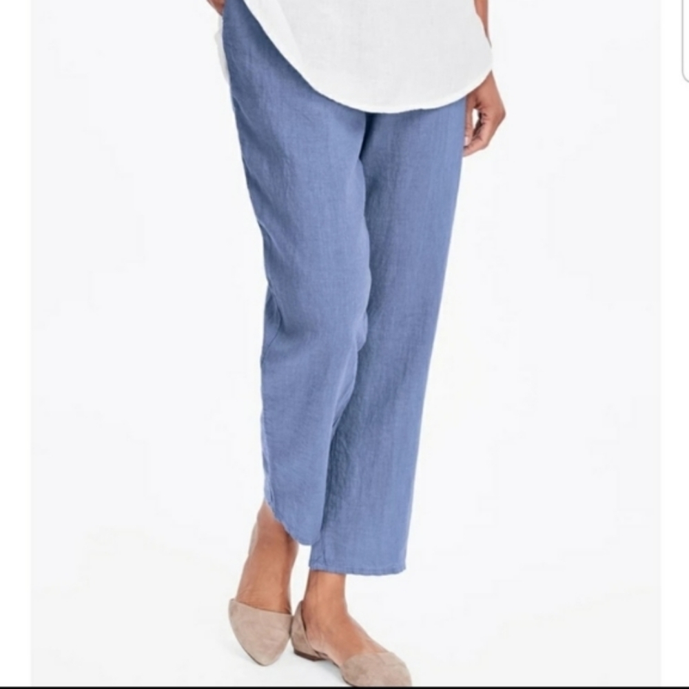 FLAX Linen Light Blue Wide leg Pants Size M